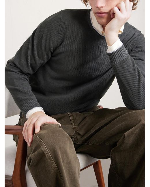 Fedeli Gray Cotton Sweater for men