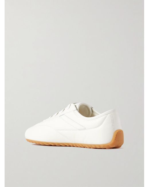 McQueen White Logo-Print Leather Sneakers for men