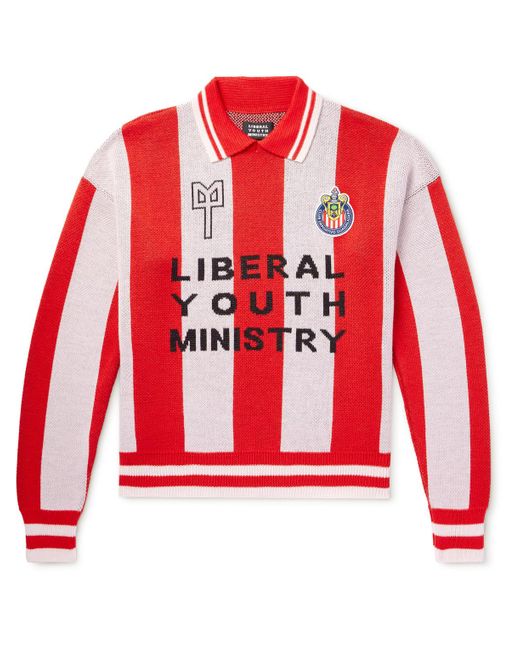 Liberal Youth Ministry C.d. Guadalajara Striped Logo-embroidered Wool-blend Sweater for men