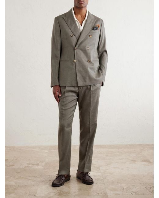 Mr P. Green Double-breasted Wool And Linen-blend Suit Jacket for men