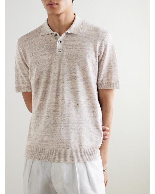 Mr P. White Linen And Cotton-Blend Polo Shirt for men