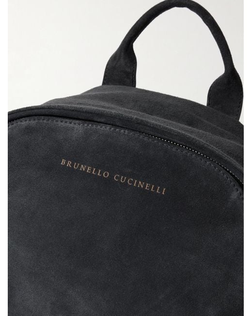 Brunello Cucinelli Black Suede Backpack for men
