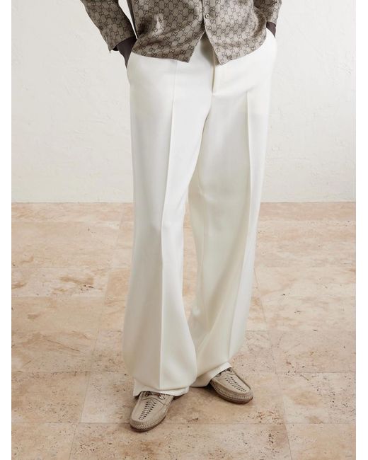 Gucci Natural Horsebit-Embellished Woven Suede Loafers for men