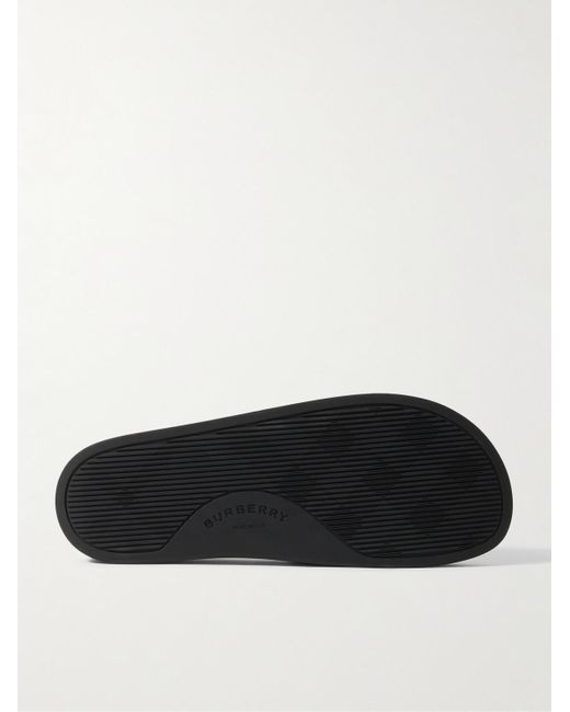 Burberry White Checked Rubber Slides for men