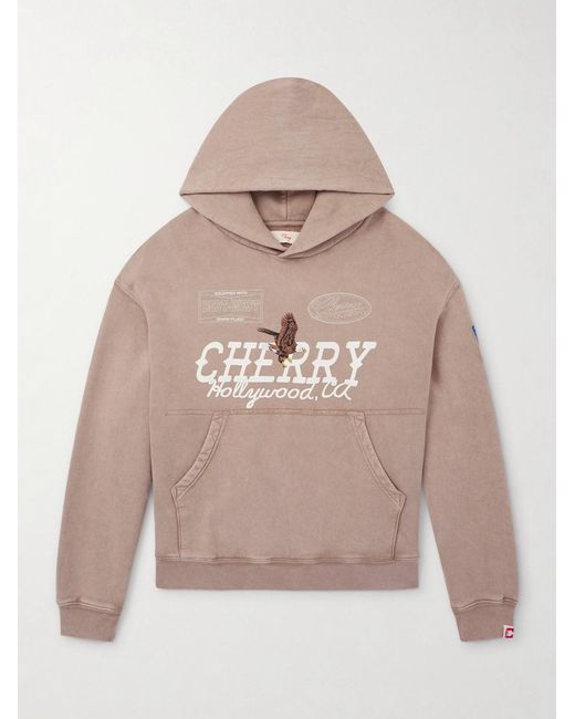 CHERRY LA Natural Logo-Print Cotton-Jersey Hoodie for men