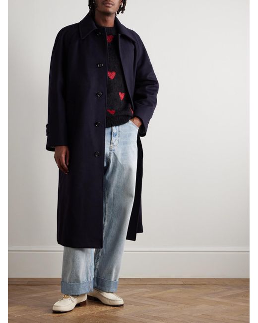 Valentino Garavani Blue Oversized Wool And Cashmere-Blend Coat for men