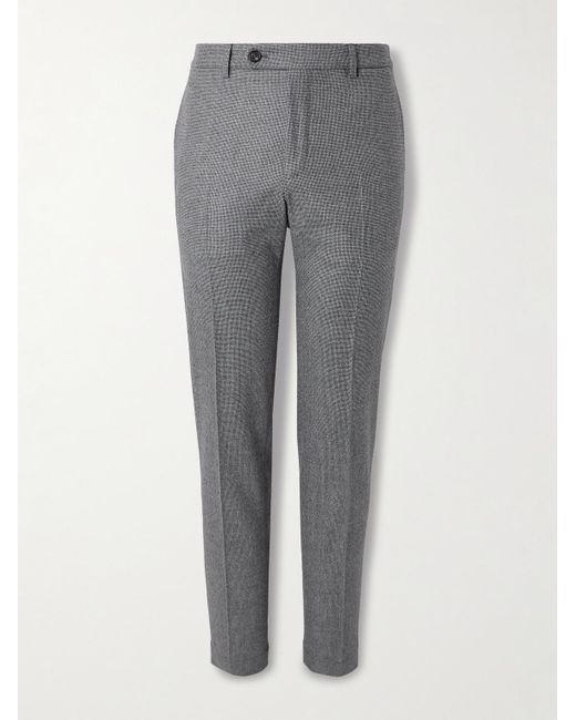 Incotex Gray Slim-Fit Tapered Virgin Wool-Blend Houndstooth Trousers for men