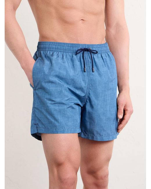 Canali Blue Straight-Leg Mid-Length Swim Shorts for men