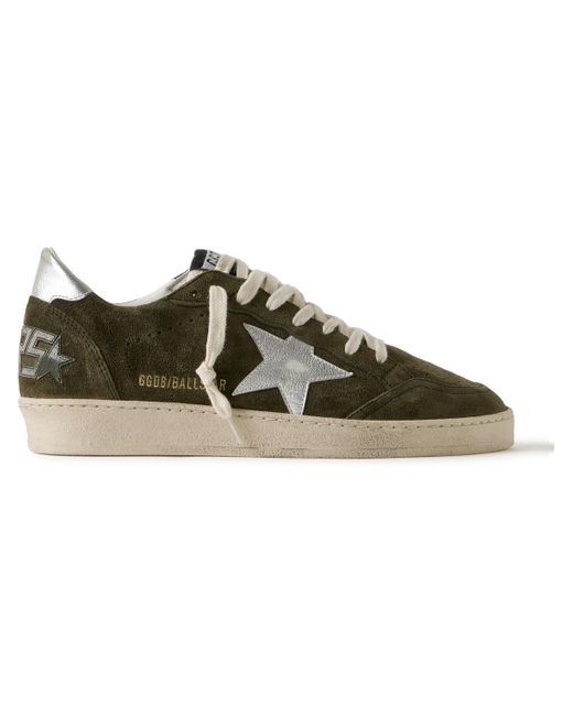 Golden Goose Deluxe Brand Brown Ball Star Distressed Leather-trimmed Suede Sneakers for men