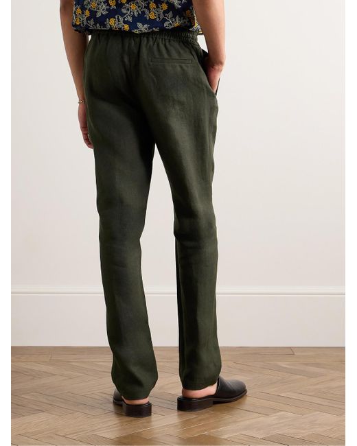 Pantaloni a gamba dritta in lino belga con coulisse di De Bonne Facture in Green da Uomo
