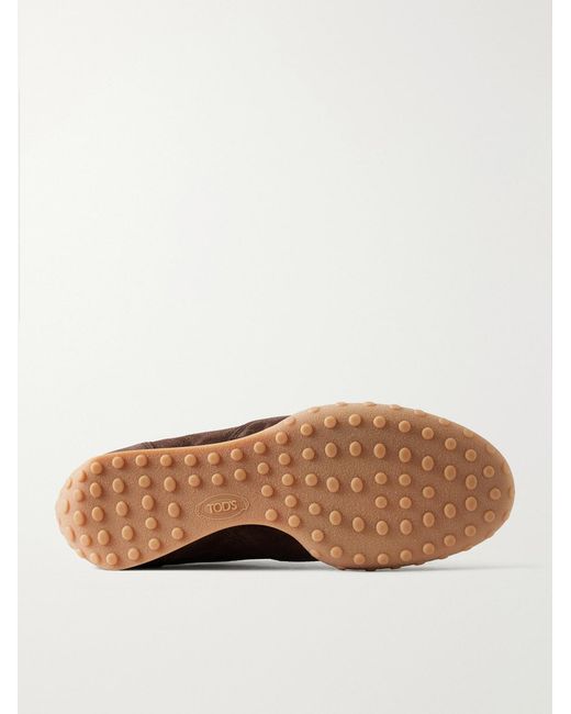 Tod's Brown Panelled Leather-Trimmed Suede Sneakers for men