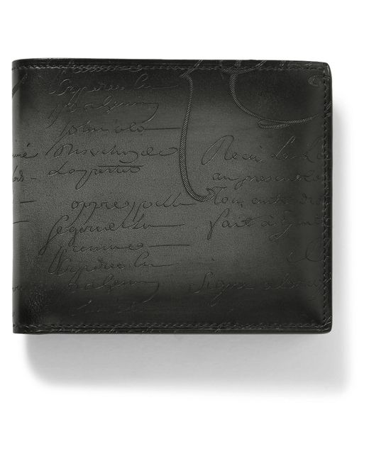Berluti Black Scritto Venezia Leather Billfold Wallet for men