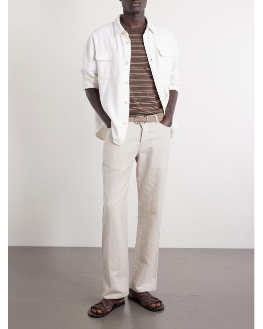 Mr P. White Edward Straight-Leg Linen And Cotton-Blend Trousers for men