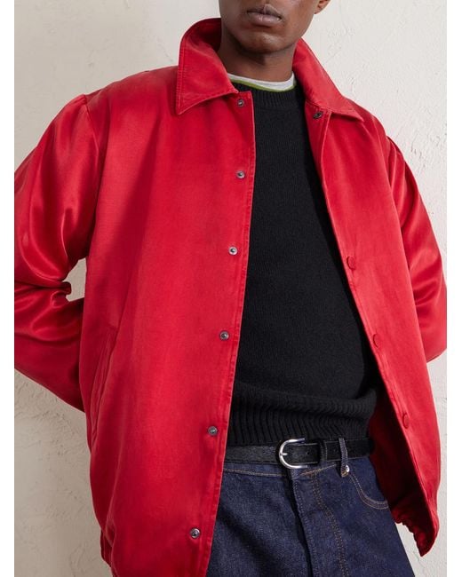 Dries Van Noten Red Satin Blouson Jacket for men