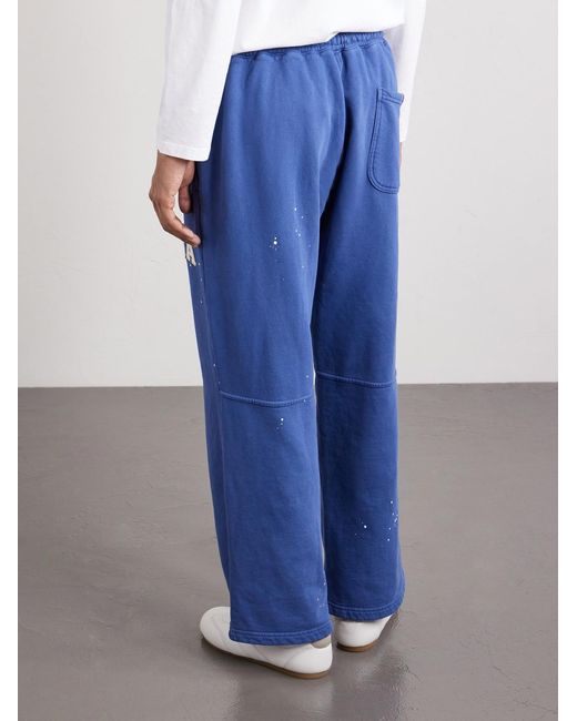 CHERRY LA Blue Usa Parachute Appliquéd Cotton Sweatpants for men