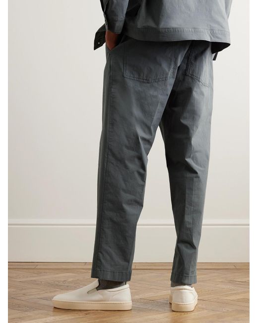 Officine Generale Gray Walter Slim-fit Straight-leg Cotton-blend Poplin Drawstring Trousers for men