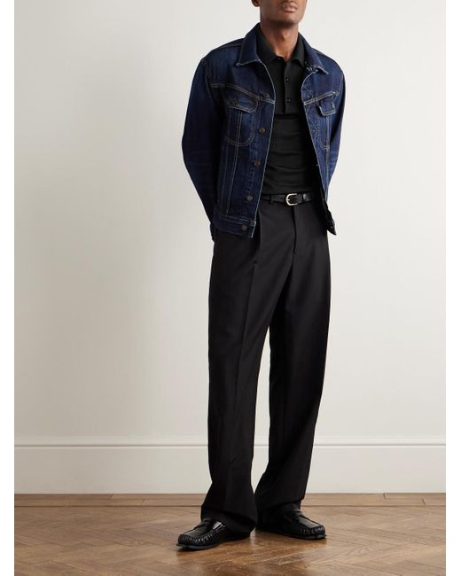 Tom Ford Black Cashmere And Silk-Blend Polo Shirt for men