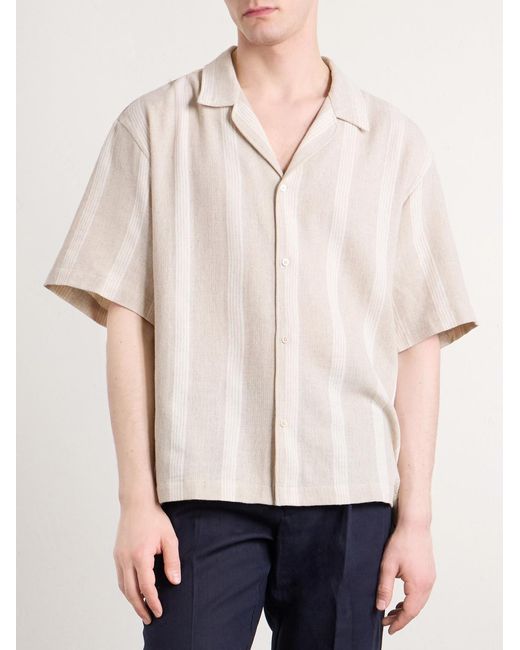 A Kind Of Guise Natural Samata Striped Cotton And Linen-Blend Shirt for men