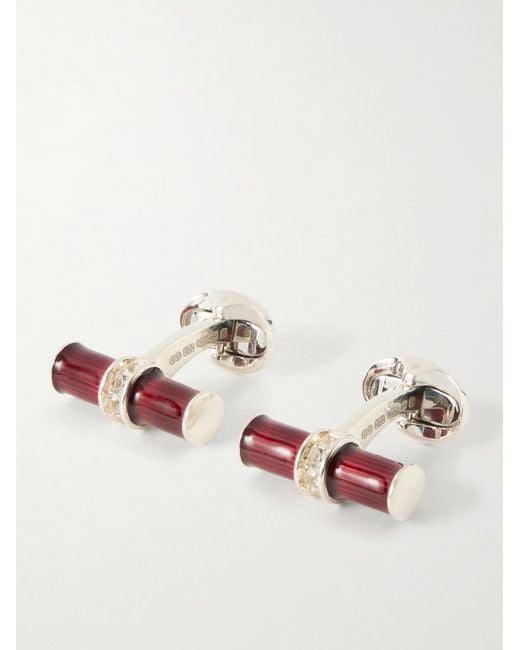 Deakin & Francis Red Enamel And Sterling Cufflinks for men