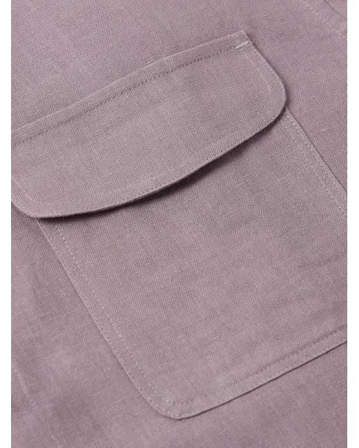 De Bonne Facture Purple Linen Overshirt for men
