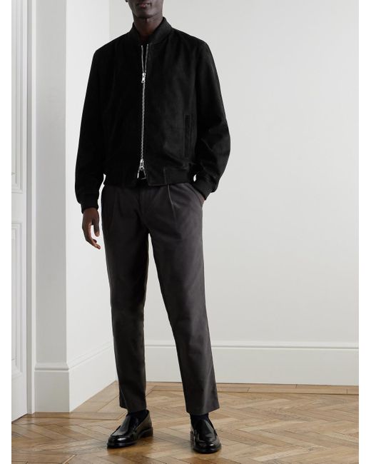 Mr P. Black Suede Bomber Jacket for men