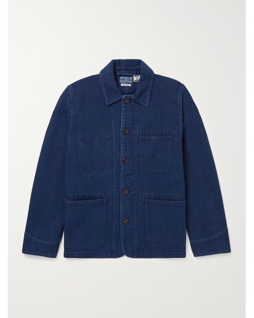 Blue Blue Japan Blue Indigo-dyed Sashiko Cotton Chore Jacket for men