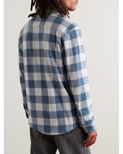 Faherty Brand Blue Legendtm Checked Recycled Knitted Shirt for men