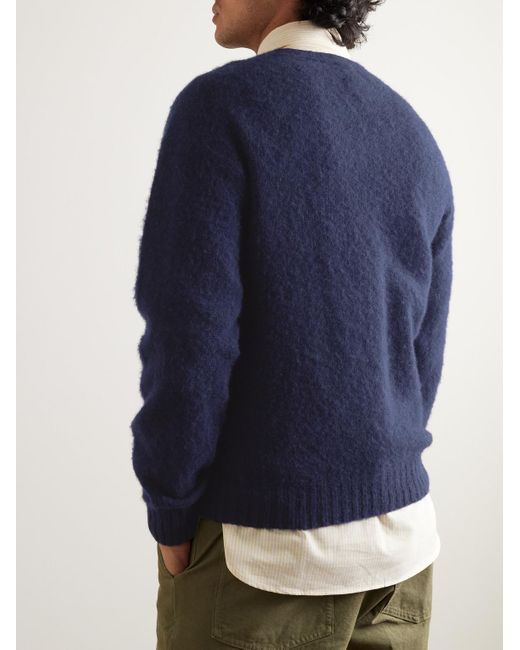 Drake's Pullover aus gebürsteter Shetland-Wolle in Blue für Herren