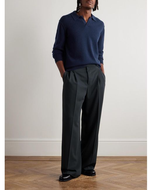 Hartford Blue Wool And Cashmere-blend Polo Shirt for men