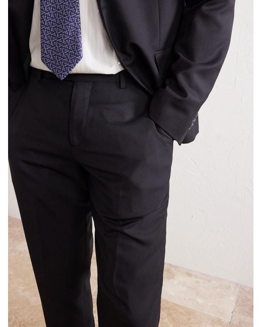 Paul Smith Black Straight-Leg Pleated Wool Suit Trousers for men