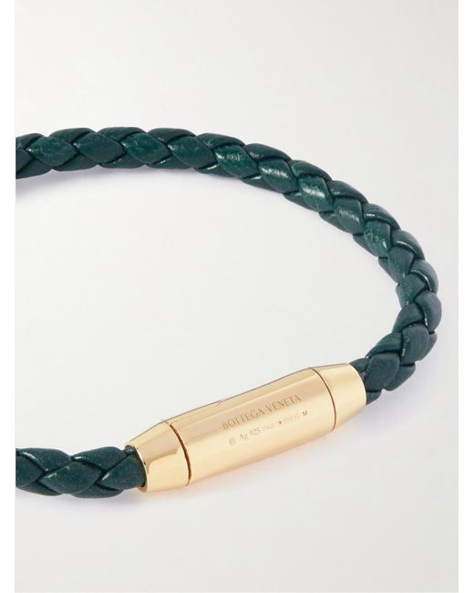 Bottega Veneta Intrecciato Leather And Gold plated Bracelet in