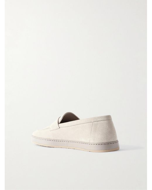 Brunello Cucinelli Natural Washed-Suede Penny Loafers for men