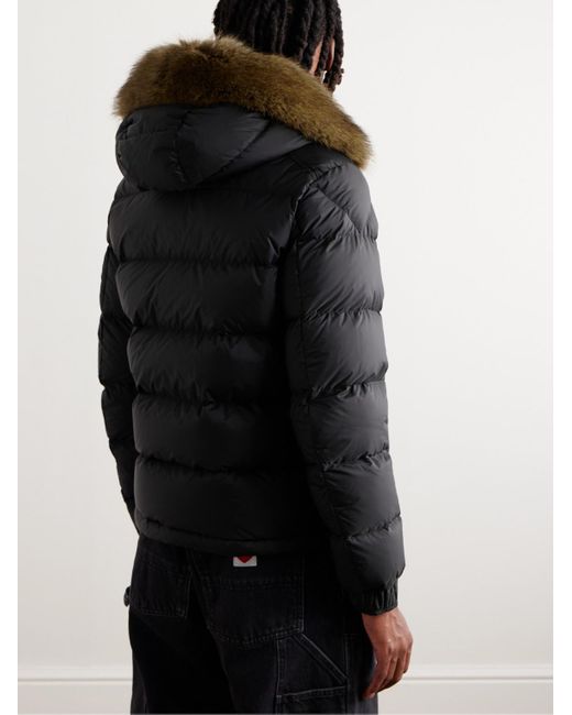Moncler Black Mayaf Faux Fur-trimmed Quilted Shell Hooded Down Jacket for men