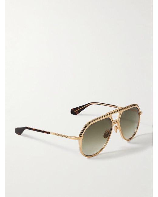 Jacques Marie Mage Metallic Lockheed Aviator-style Gold-tone And Tortoiseshell Acetate Sunglasses for men