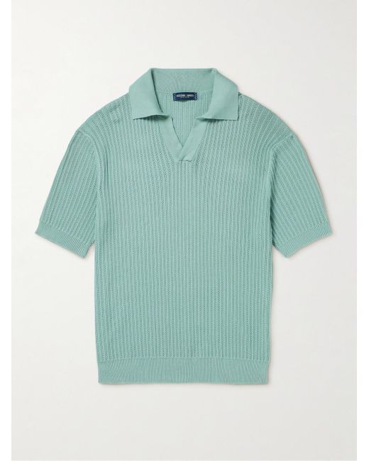 Frescobol Carioca Blue Rino Ribbed Cotton-blend Polo Shirt for men