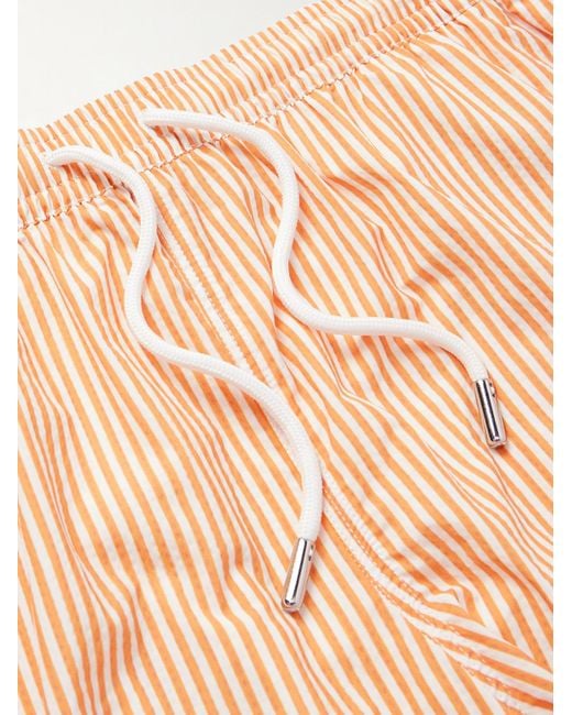 Thom Sweeney Natural Straight-Leg Mid-Length Striped Swim Shorts for men