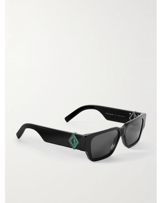 Dior Black Cd Diamond S5I Rectangular Acetate And Malachite Sunglasses for men
