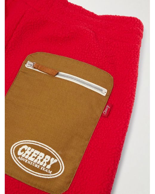 CHERRY LA Red Straight-leg Ripstop-trimmed Fleece Trousers for men