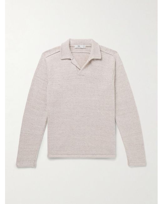 Inis Meáin White Wool And Linen-blend Polo Shirt for men
