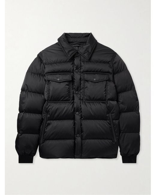 Tom Ford Black Leather-Trimmed Quilted Padded Shell Down Jacket for men