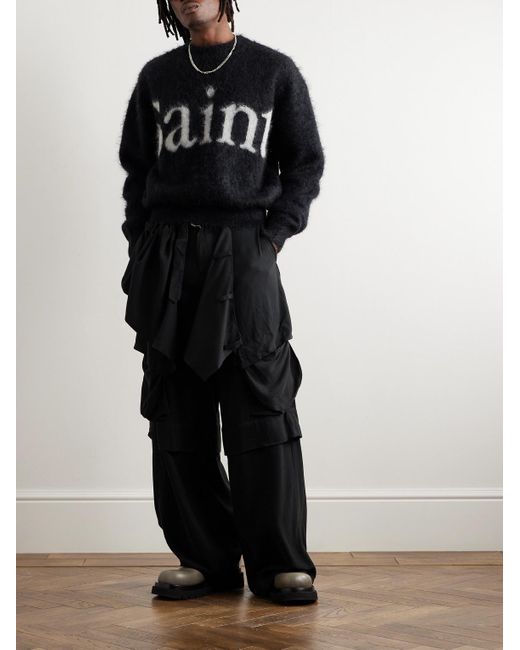 Pullover in misto mohair spazzolato con logo jacquard di SAINT Mxxxxxx in Black da Uomo