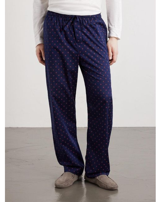 Derek Rose Blue Nelson 109 Printed Cotton Pyjama Trousers for men