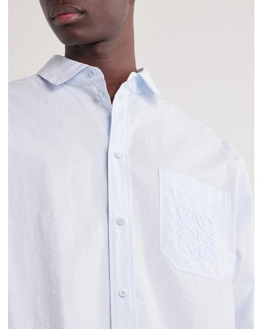 Loewe White Paula's Ibiza Logo-Embroidered Cotton-Blend Shirt for men