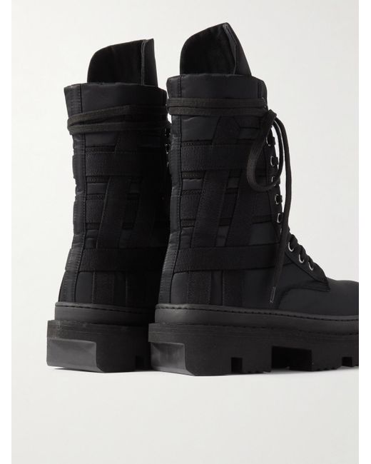 Rick Owens Black Army Megatooth Canvas And Shell Lace-up Boots for men