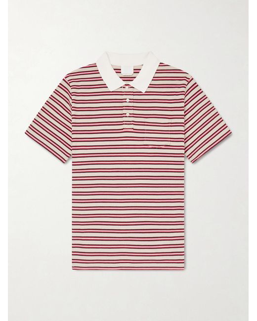 Oscar Logo-Embroidered Striped Organic Cotton-Piqué Polo Shirt di A.P.C. in Pink da Uomo