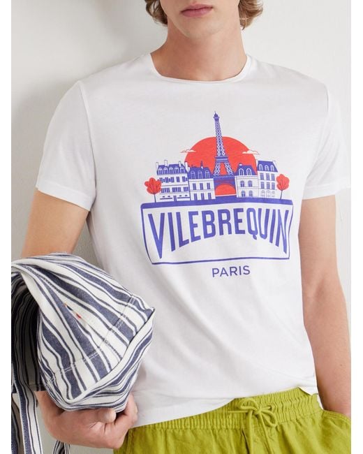 Vilebrequin White Thom City Logo-Print Cotton-Jersey T-Shirt for men