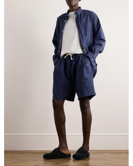 Frankie Shop Blue Wide-leg Pleated Denim Drawstring Shorts for men