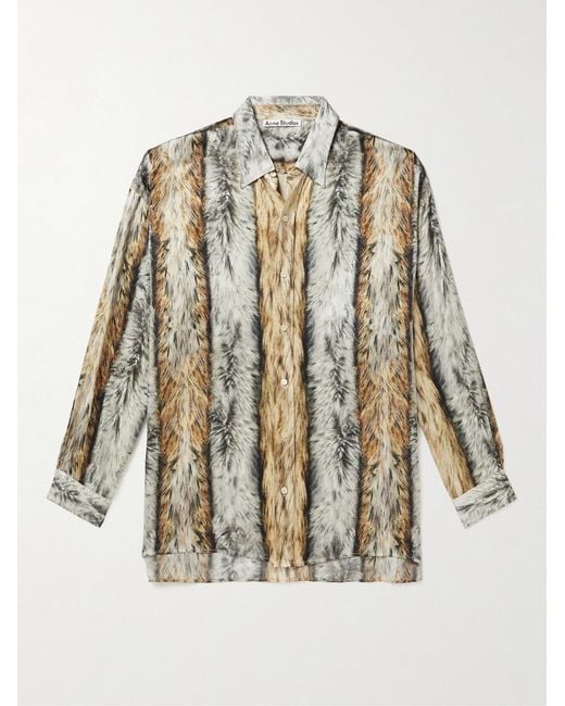 Acne Natural Printed Satin Shirt for men