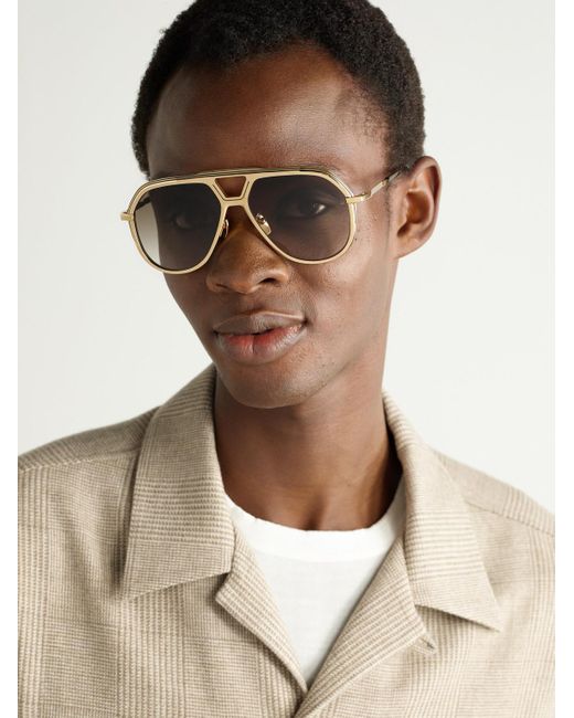 Jacques Marie Mage Metallic Lockheed Aviator-style Gold-tone And Tortoiseshell Acetate Sunglasses for men