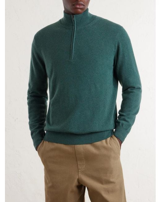 Altea Green Virgin Wool Half-zip Sweater for men